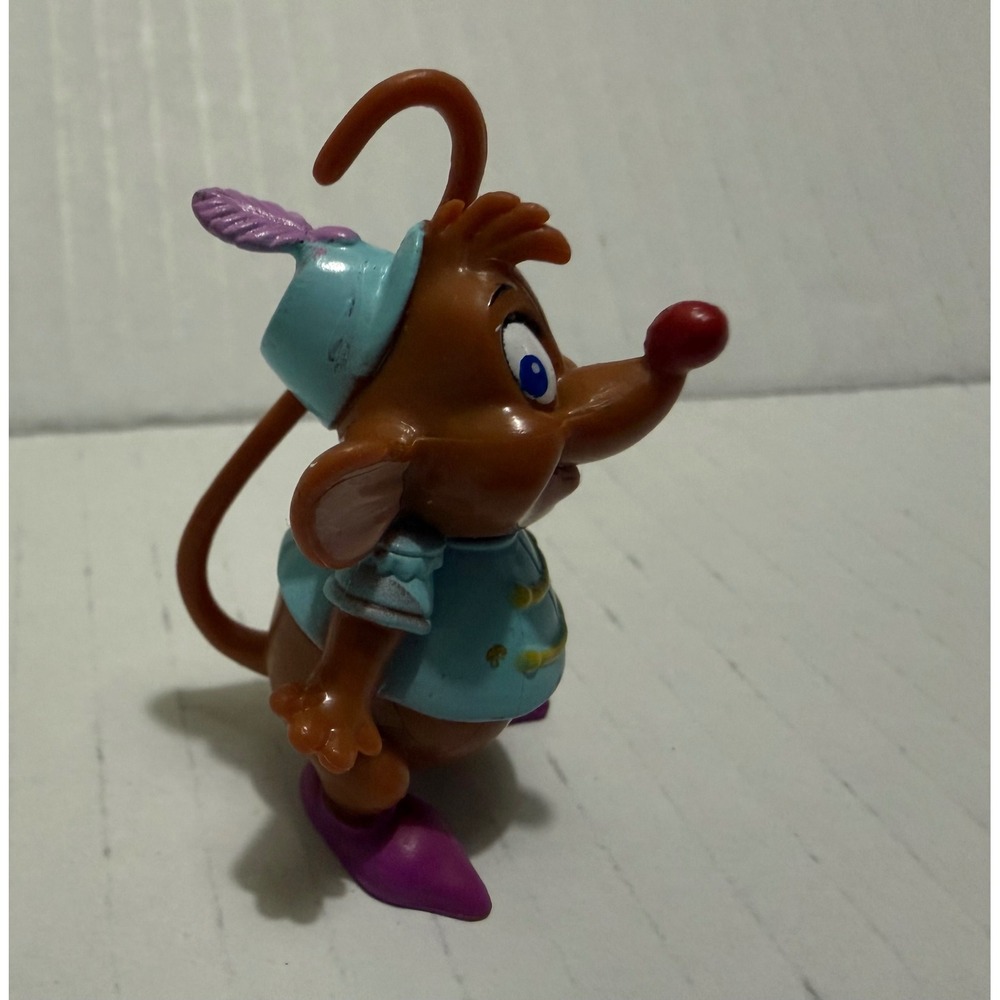 Disney Cinderella Jaq Mouse Mini Figure 2 Inch Vintage PVC Toy Brown Blue Hat